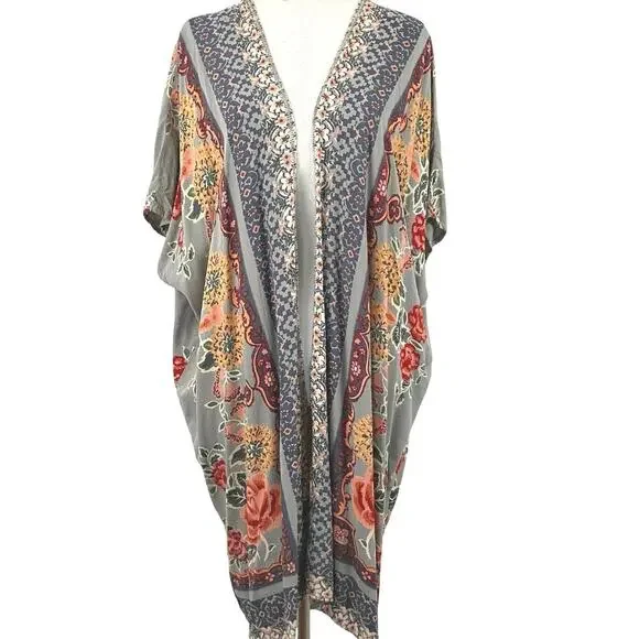 Angie Boho Patchwork Kimono Festival Cover Up Floral Small - Picture 1 of 6